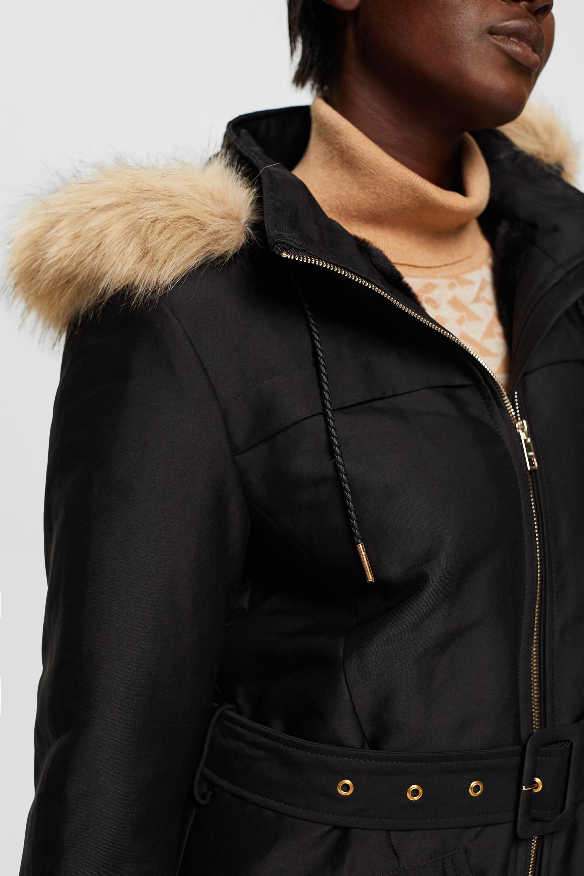 Parka à capuche en fourrure synthétique