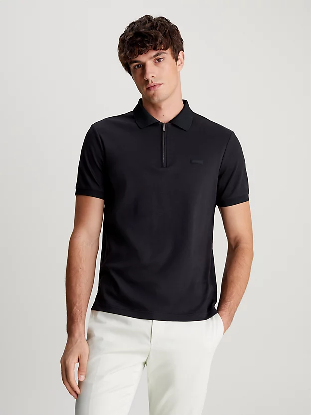 Camisa polo com gola de zíper
