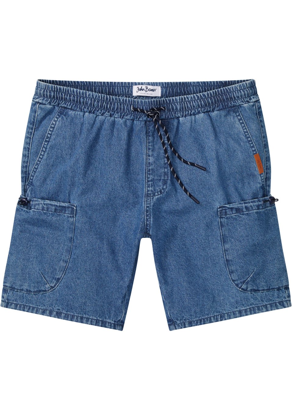 Short long en jean à taille extensible, Loose Fit