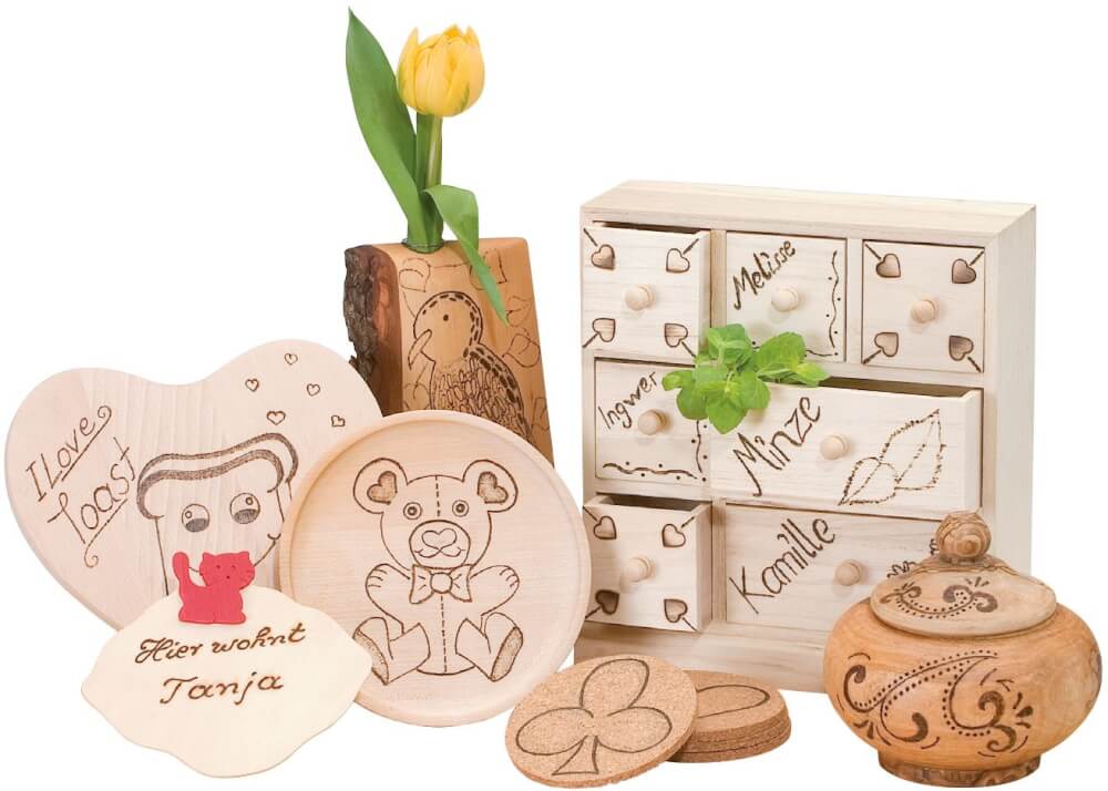 PEBARO Bastelset Brandmalerei Brandmal-Geschenk-Set inkl. Holz