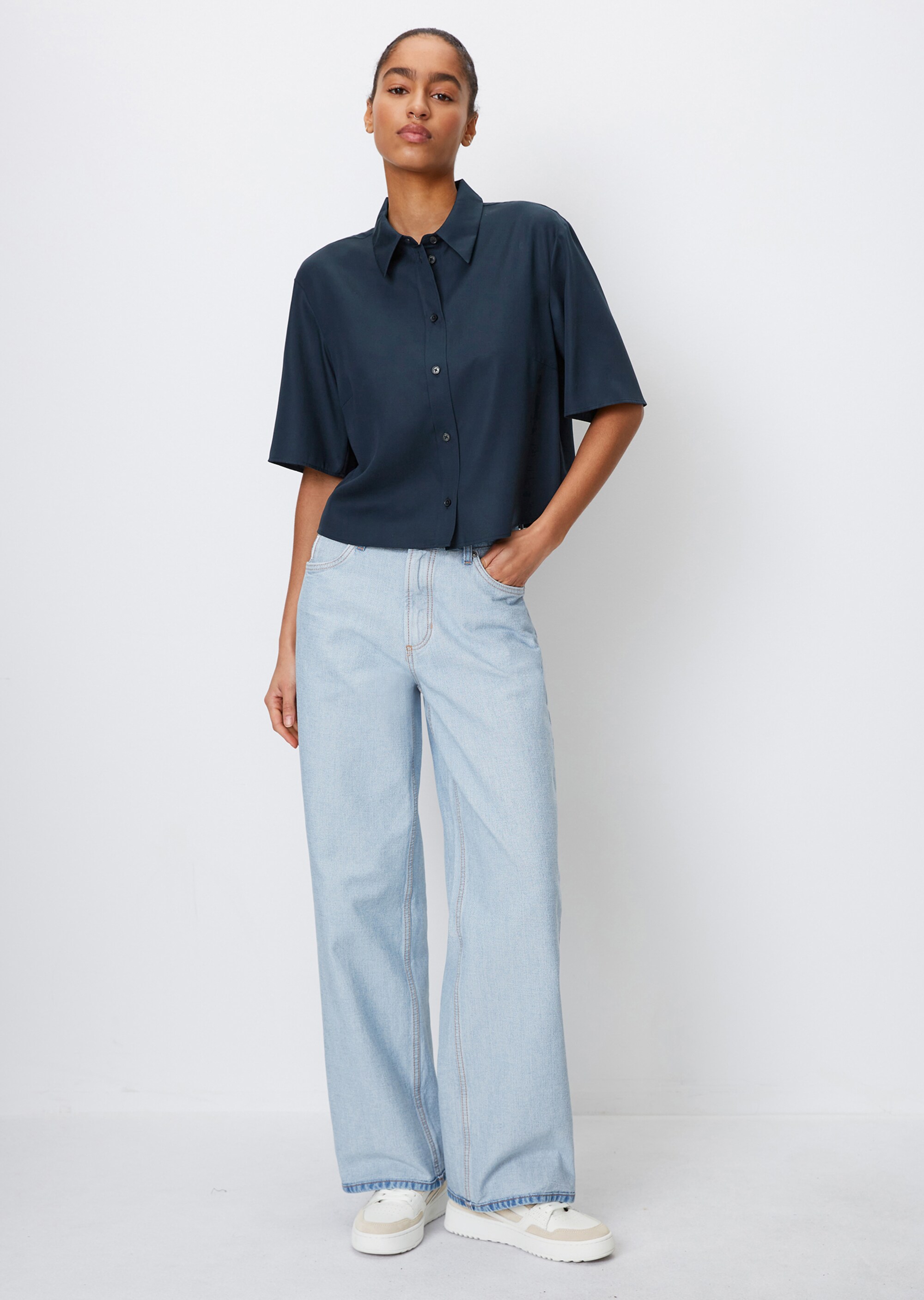 Crop-Bluse relaxed aus Tencel™ Lyocell