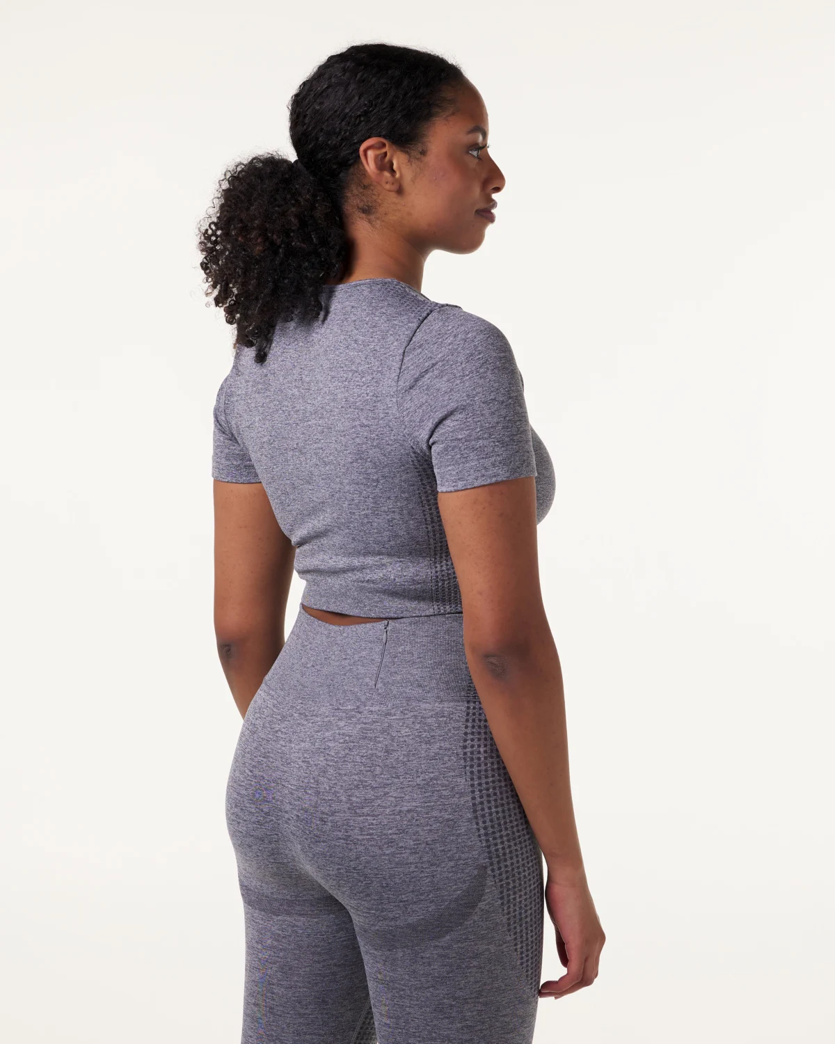 LEVITY Phase seamless Crop Tee Grey Shark Marl