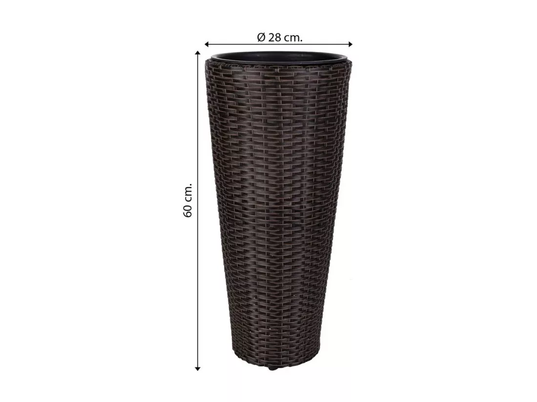 Cache-pot en rotin marron d28x60h