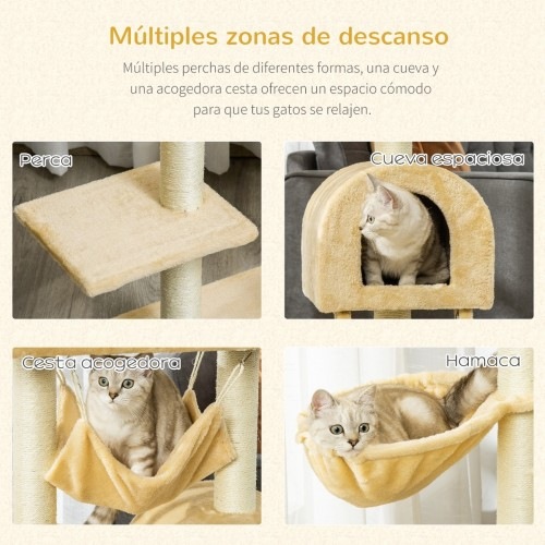 Árvore para Gatos PawHut com Rede e Poste Arranhador