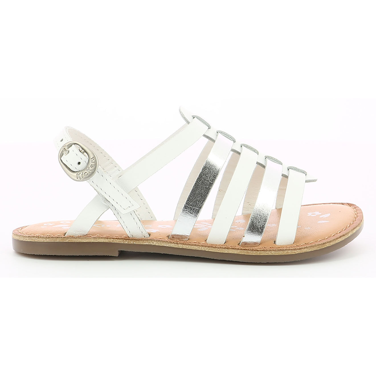 Kickers Sandales en Cuir Dixon blanc/argenté