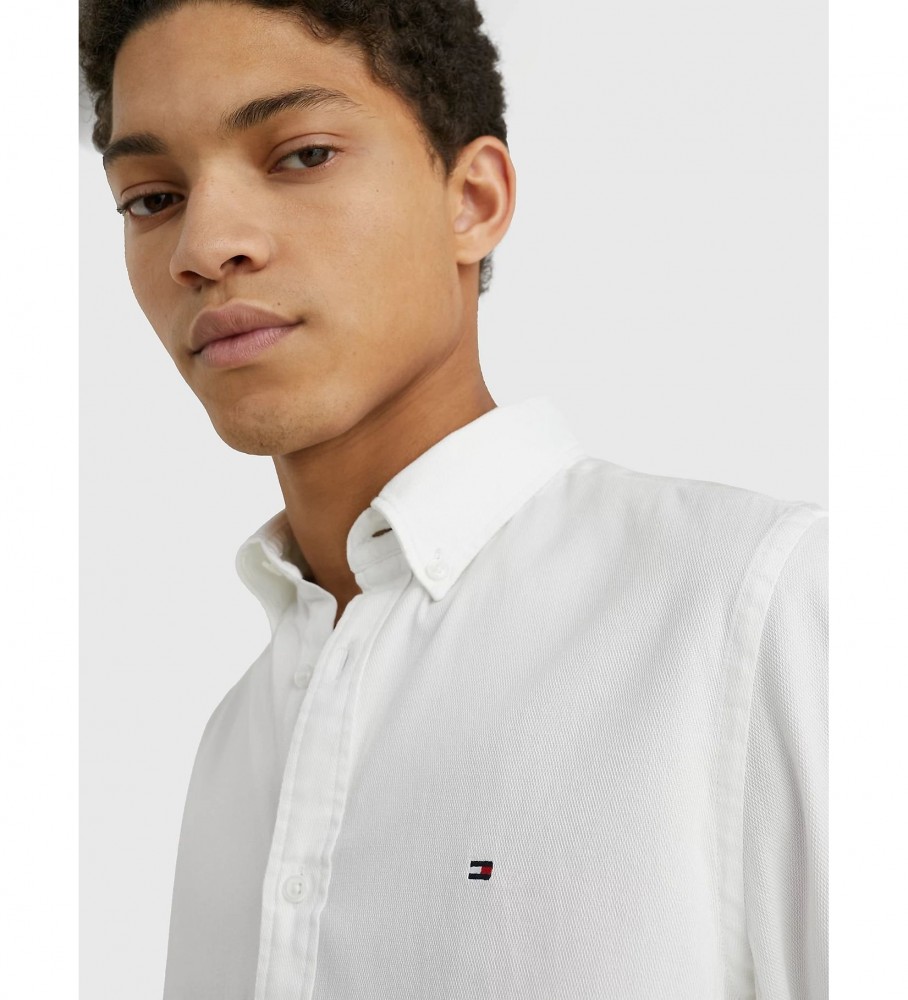 Camisa Tommy Hilfiger TH Flex em branco texturizado acinzentado