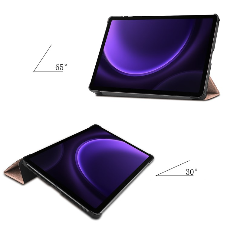 Samsung Galaxy Tab S10 FE / Tab S9 FE Flipcase Hülle Ledertasche mit Aufstellfunktion Litchi Look   S-Pen Halterung - Roségold