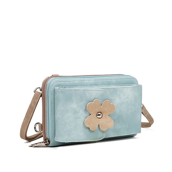 Hi-di-Hi Flying Flower Crossbody Bag/ Wallet/ Phone Bag Blue