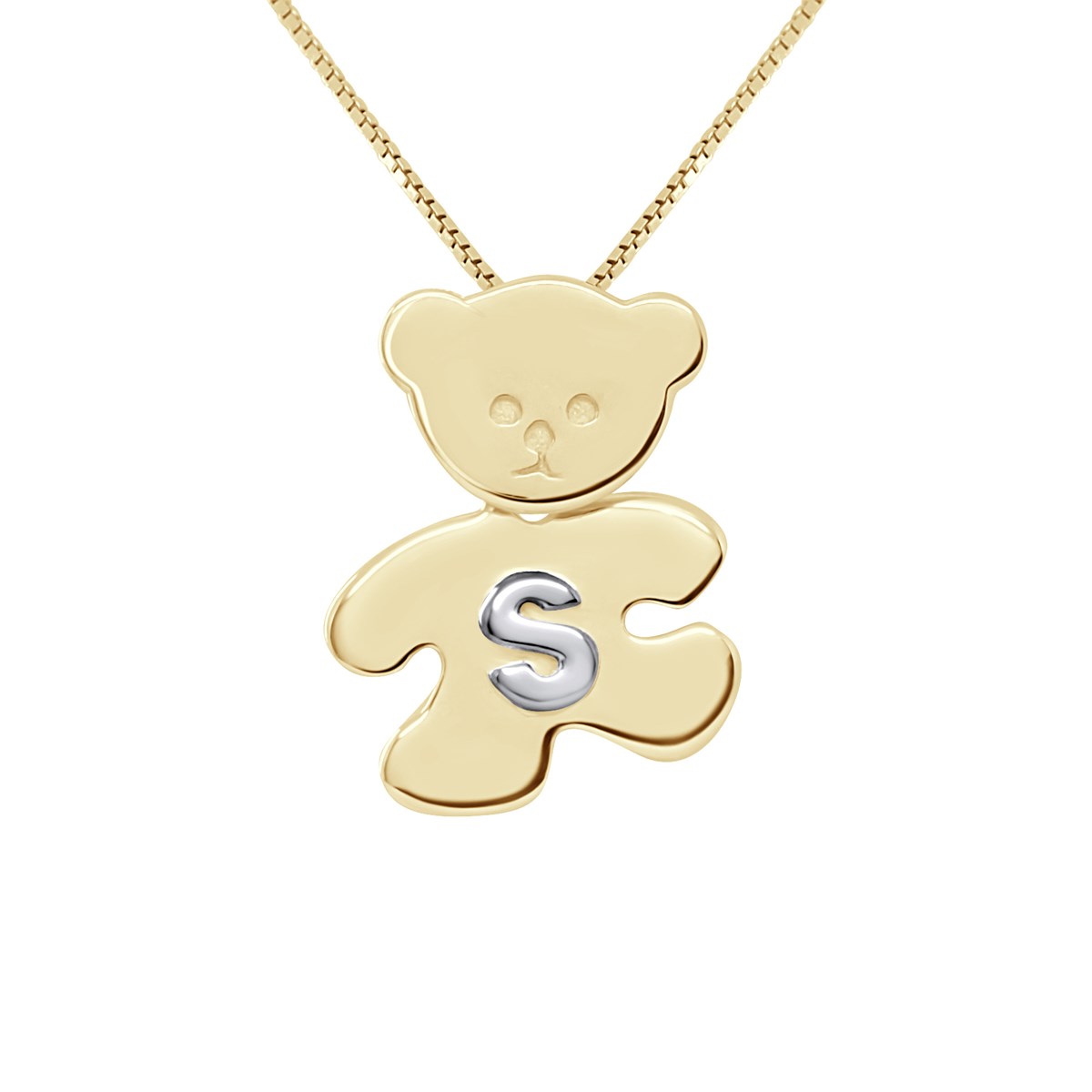 Pendentif OURSON plaqué Or Jaune - Lettre S Argent
