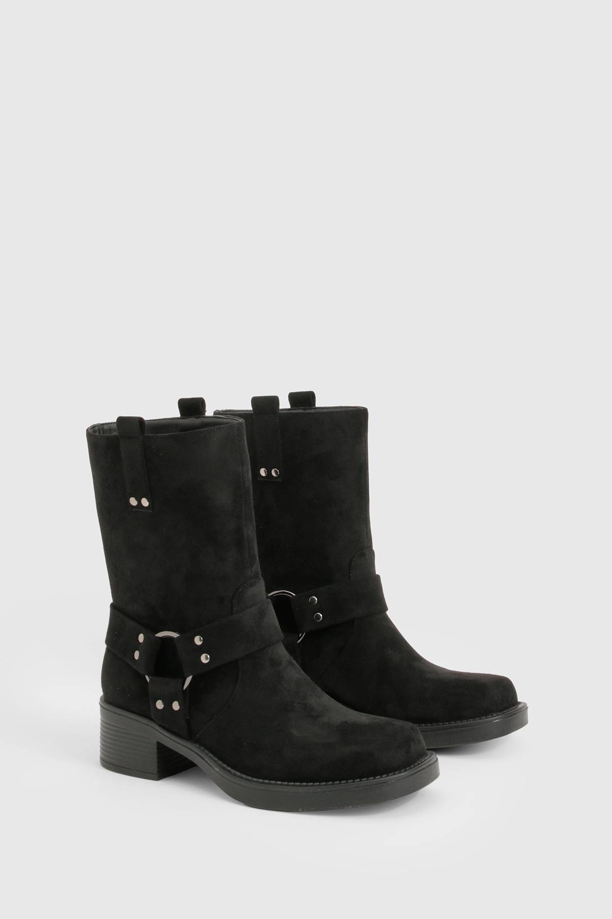 boohoo Bottines Biker en Synthétique avec Détail Harnais