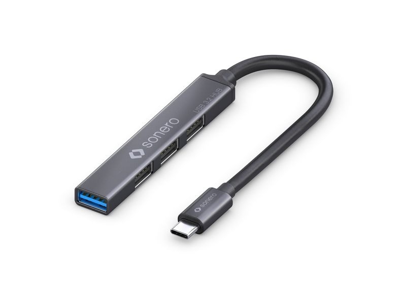 sonero USB-Hub 1x USB-A 3.2, 3x USB-A  2.0 0.5 m USB3.2 Gen 1x1 Hub - 4 Ports mit USB-C Stecker - 0.5 m – space grey