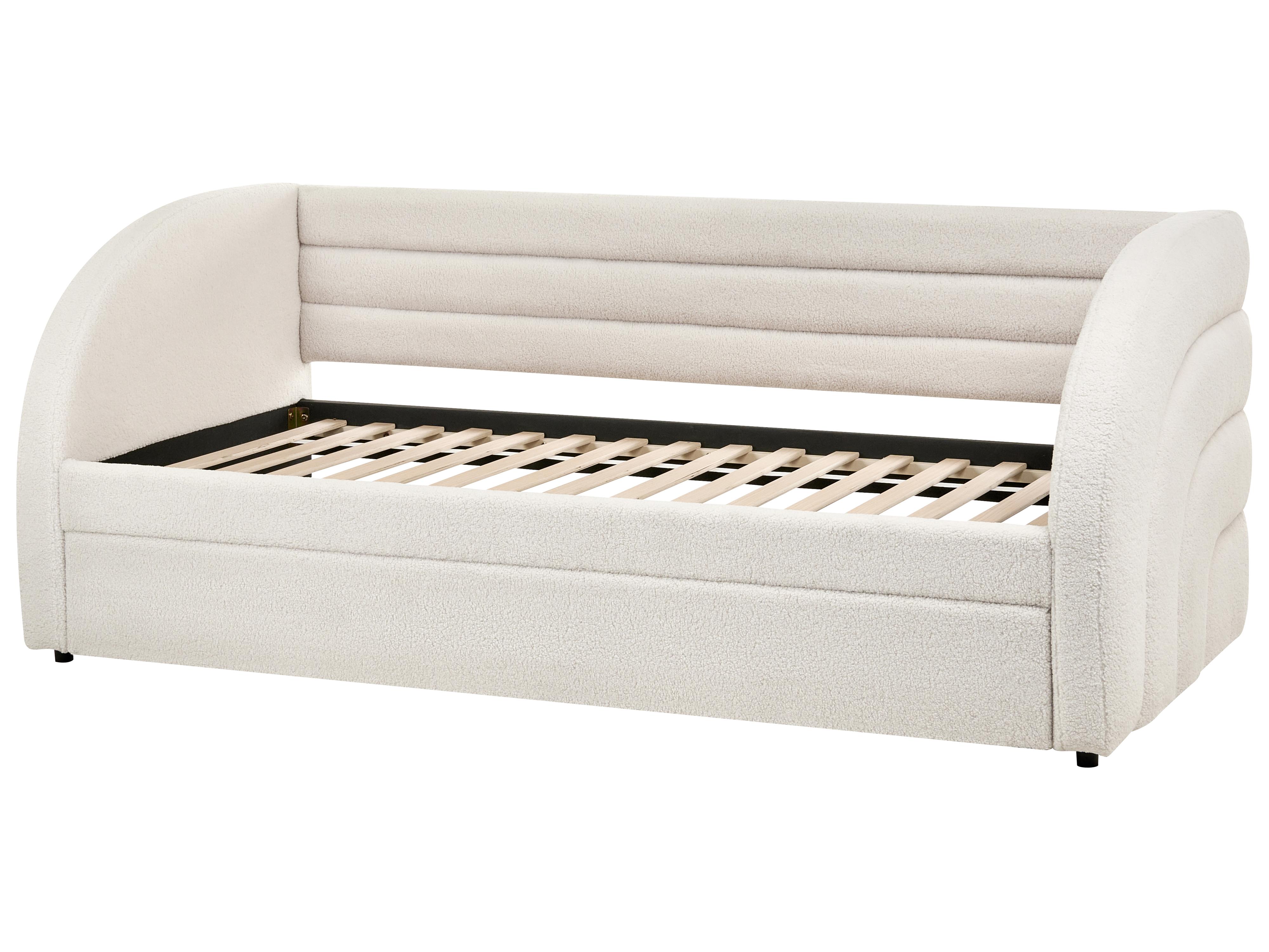 Onderschuifbed Bouclé ALBIAC 90 x 200 cm Wit