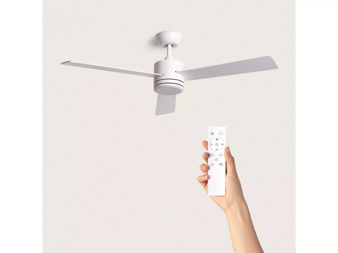 Ventilateur de Plafond Silencieux Fleves 132cm Motor DC Blanc Télécommande Sans lumière Non Blanc