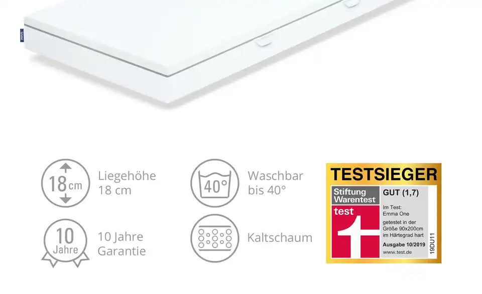 Emma Kaltschaummatratze Emma One 140 cm 200 cm mittel