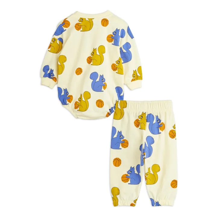 Mini Rodini Lot Body et Legging Ecureuil Coton Bio | Jaune pâle
