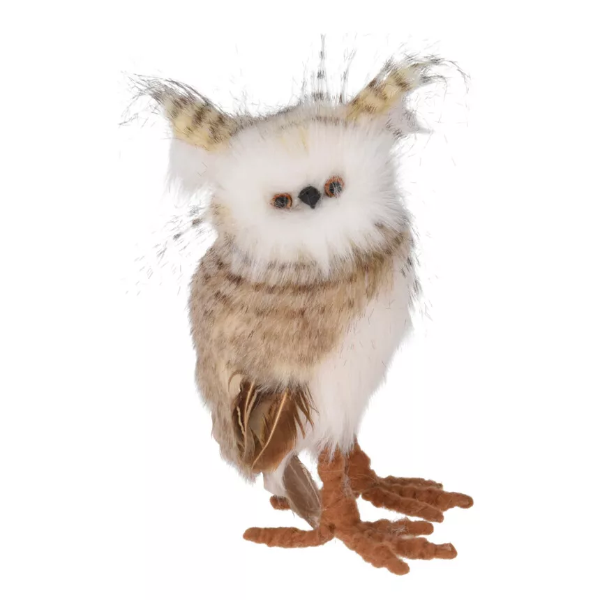 Chouette de Noël à poser (H18 cm) Hector doux plumage