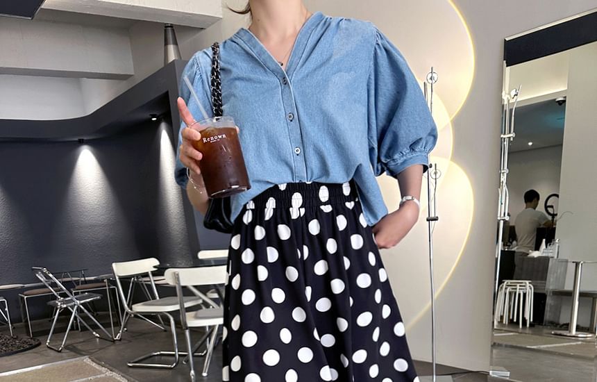 Coris - Culottes met elastische taille en stippen
