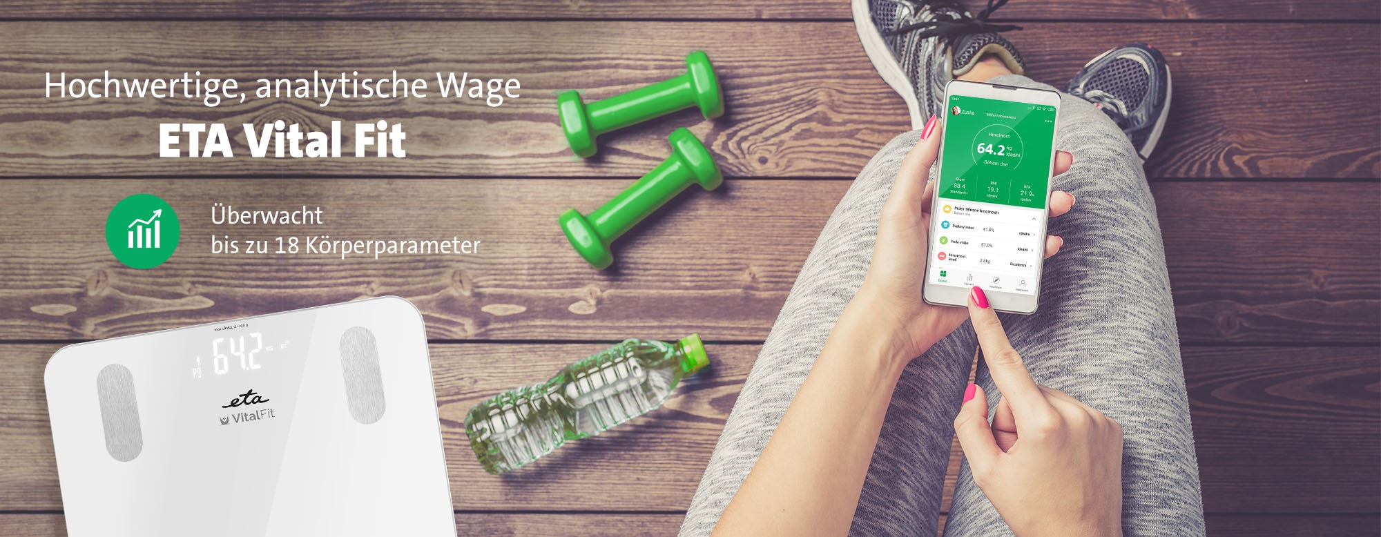 eta Körper-Analyse-Waage »Vital Fit« per App Auswertungvon 18 Körpermerkmalen