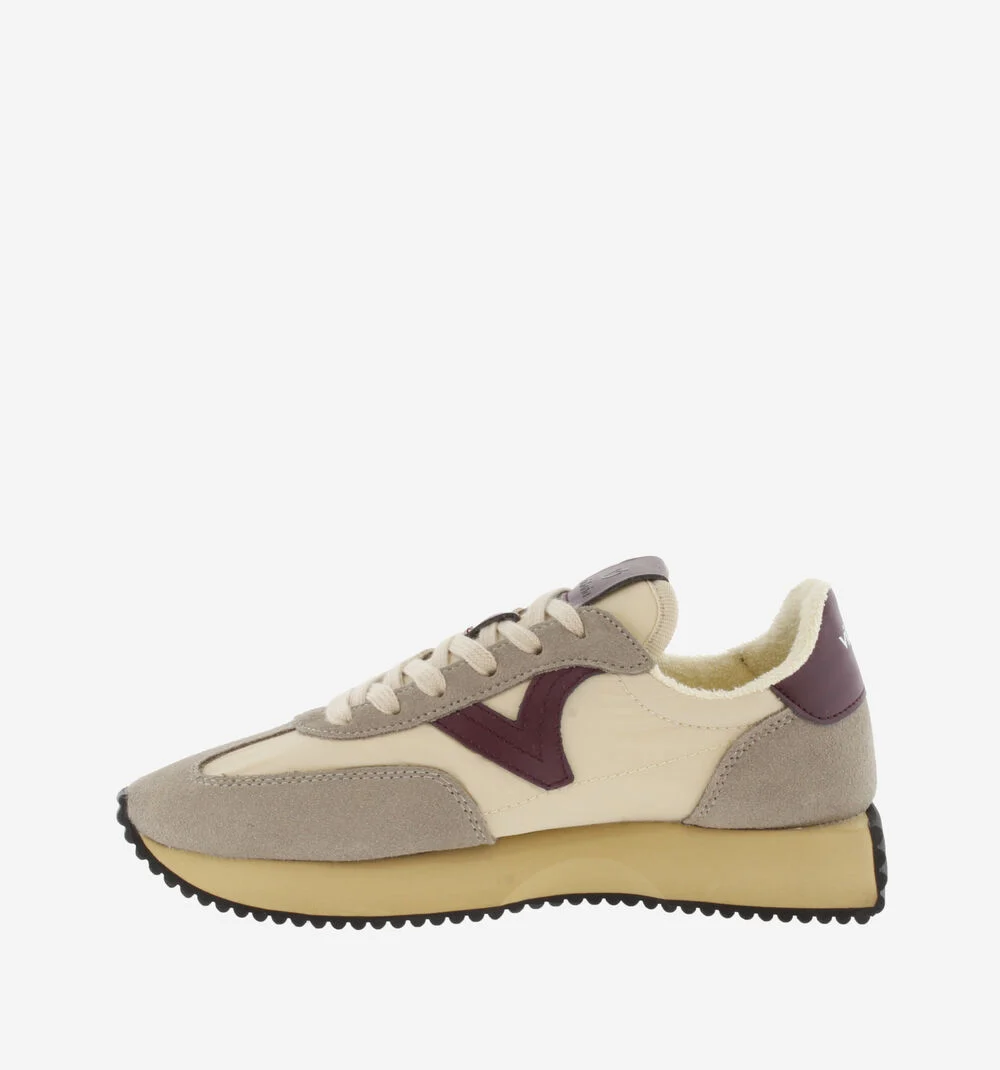 COSMOS RÉTRO NYLON & CUIR FENDU Baskets rétro pour femmes super légères BURDEOS