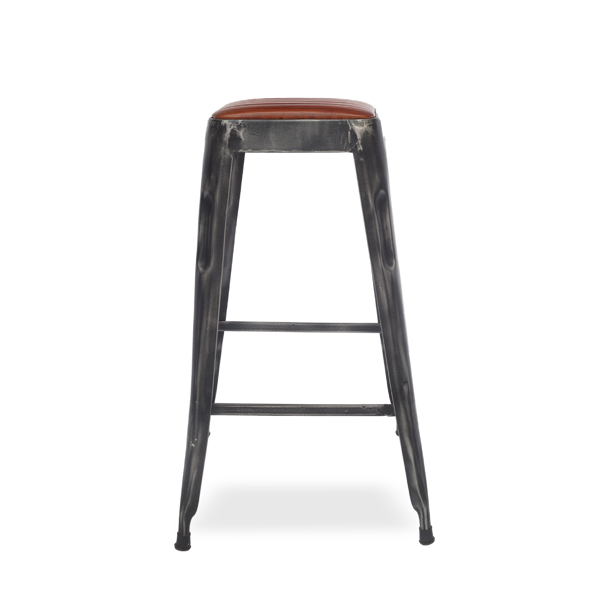 Barhocker 'Tank 2', Eisen, Leder, T 40 cm, B 40 cm, H 75 cm von fischer's lagerhaus