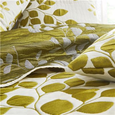 Jeté de lit tissé jacquard motif végétal