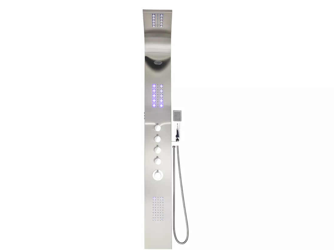 Colonne de douche hydromassante thermostatique à leds - 20*165cm - Argent - FELICITA