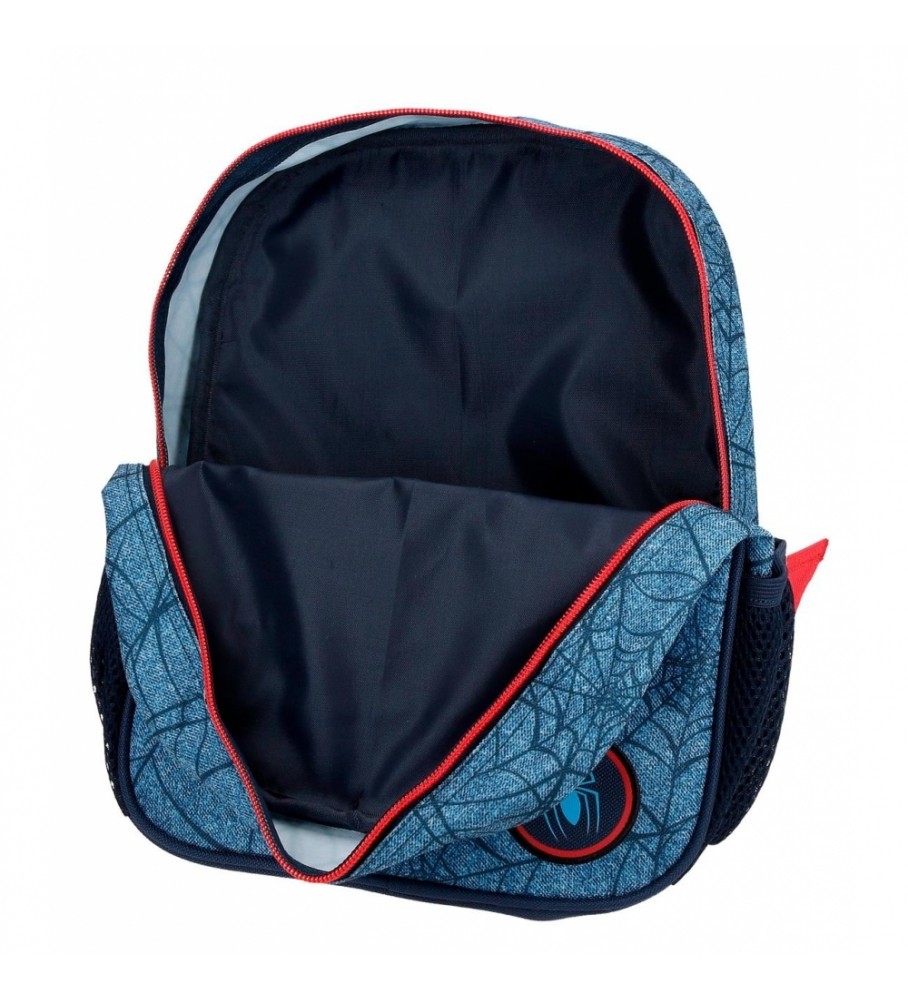 Mochila Joumma Homem-Aranha Jeans 28cm adaptável azul