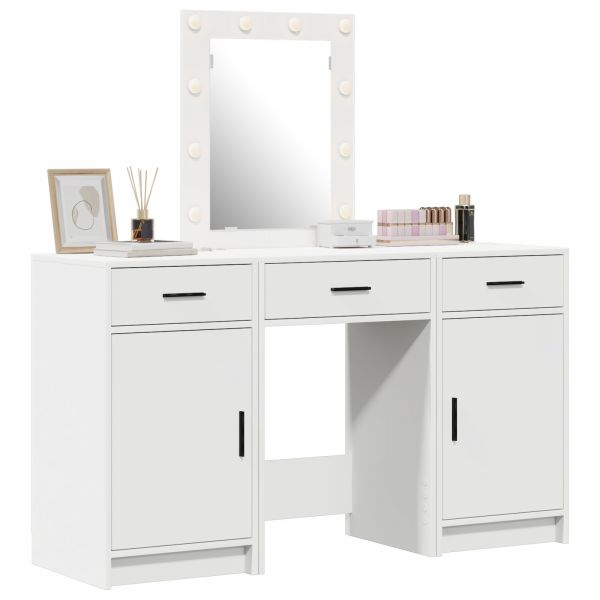 vidaXL Conjunto de 3 Branco Mdf Médio Espelho Toucador Retangular - 1689251201