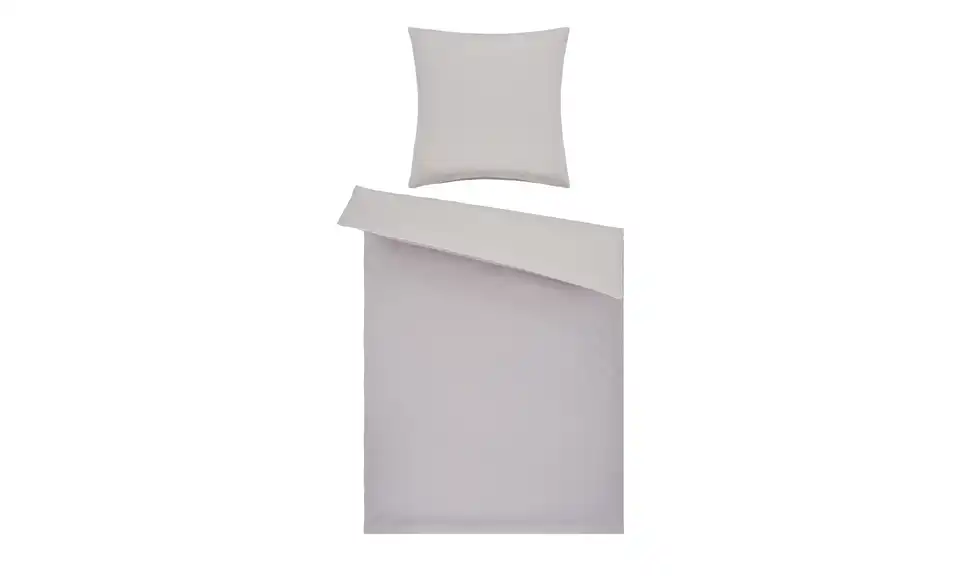 como Satin Wende-Bettwäsche Satin Piping Lilagrau 135x200 cm, 80x80 cm