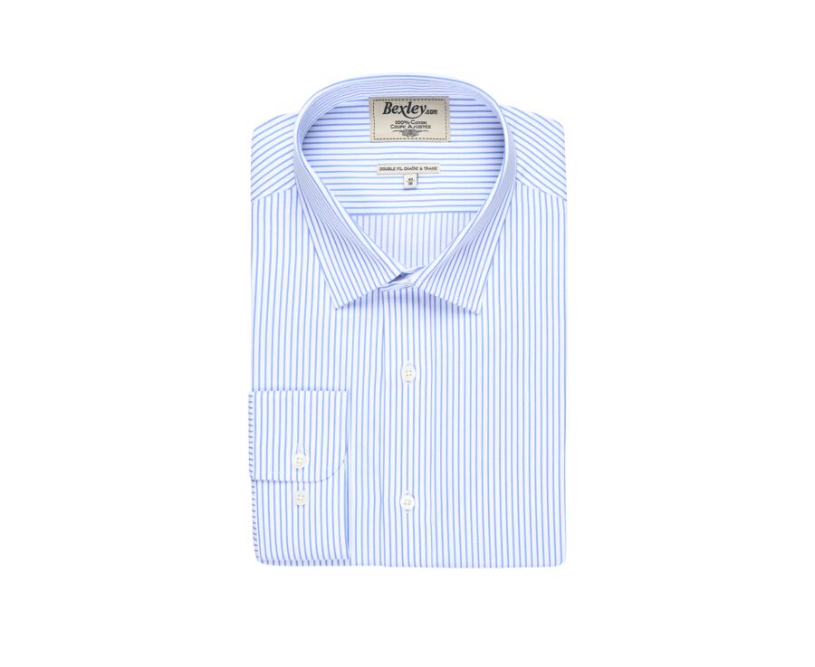 Chemise blanche à rayures bleues - GEOFFROY