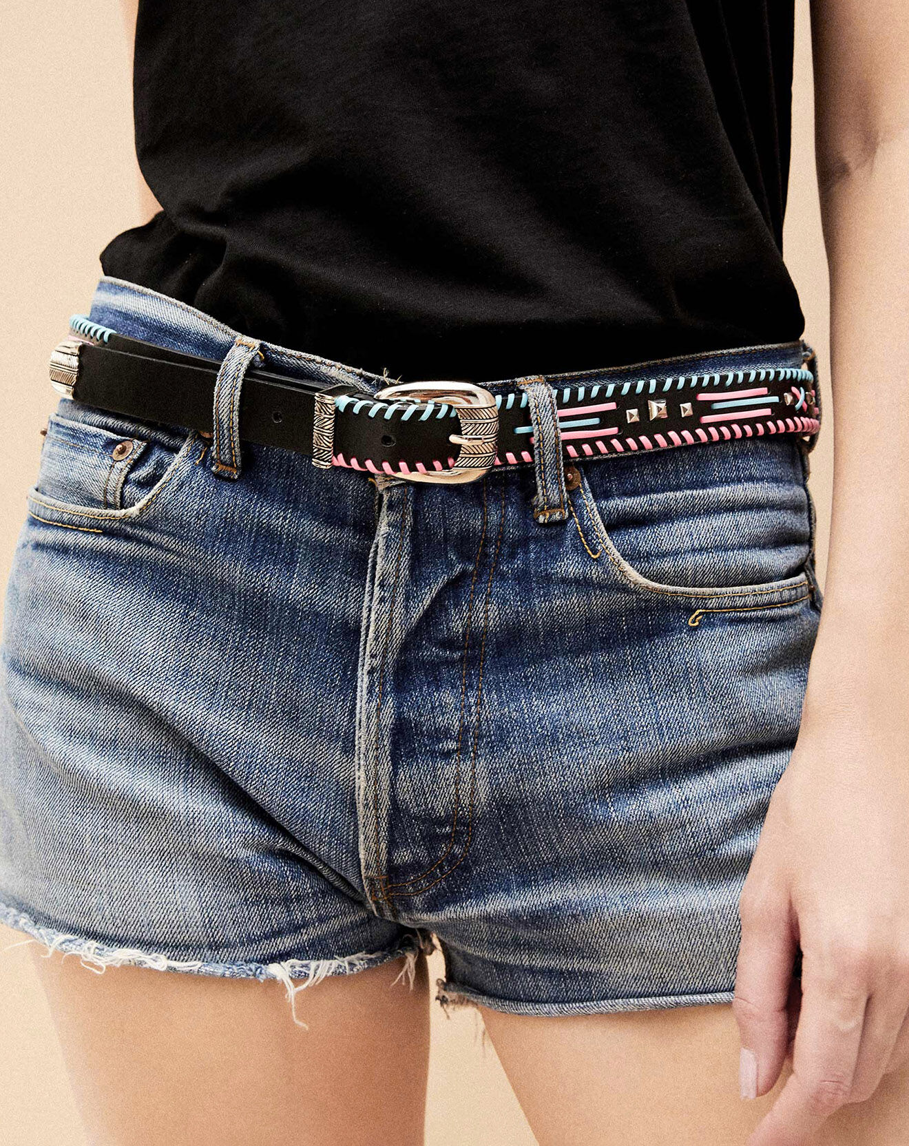Wild Ceinture en Cuir Dinka noire