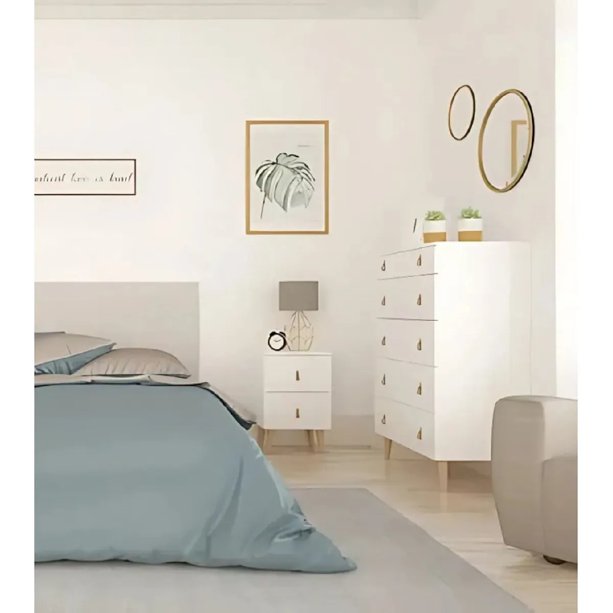 Pegane Table de Chevet - Blanc