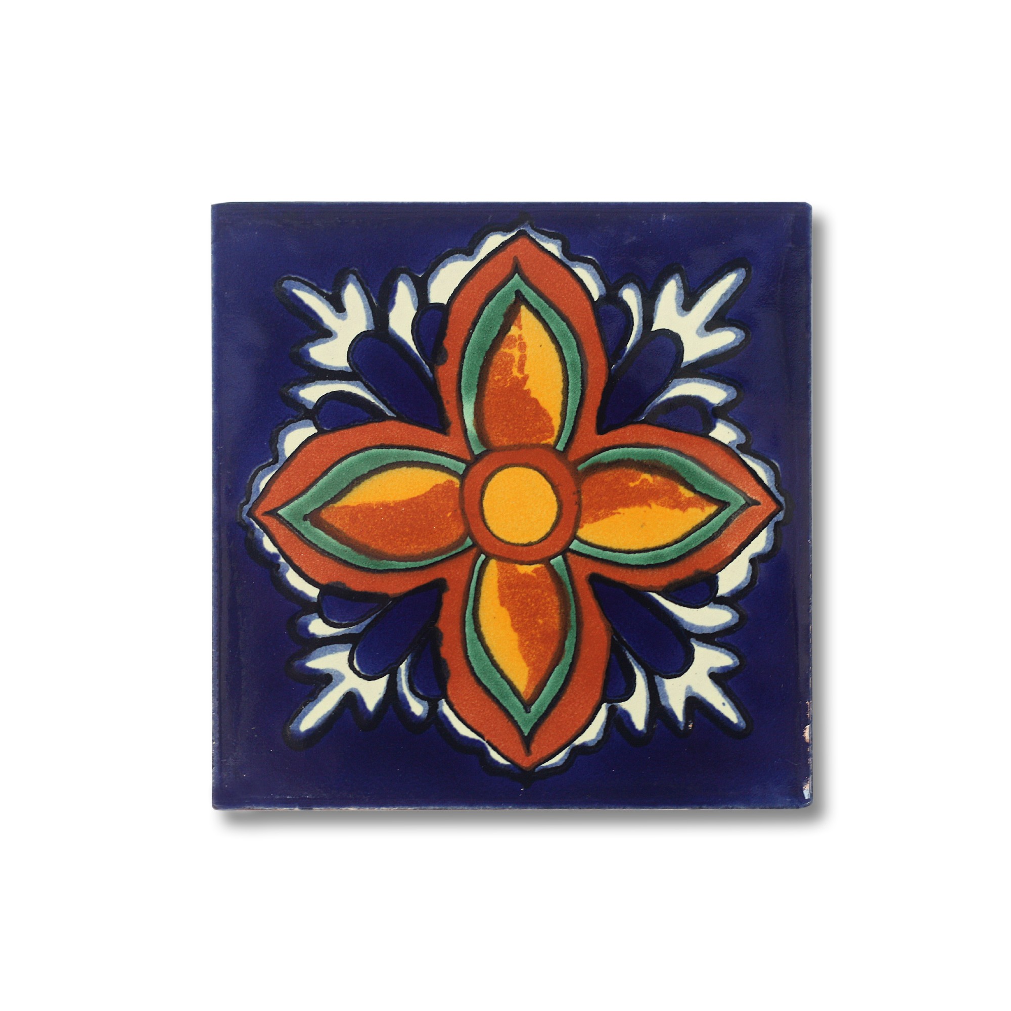 Kachel 'Garcia', blau, gelb, T 10 cm, B 10 cm, H 0,5 cm von fischer's lagerhaus
