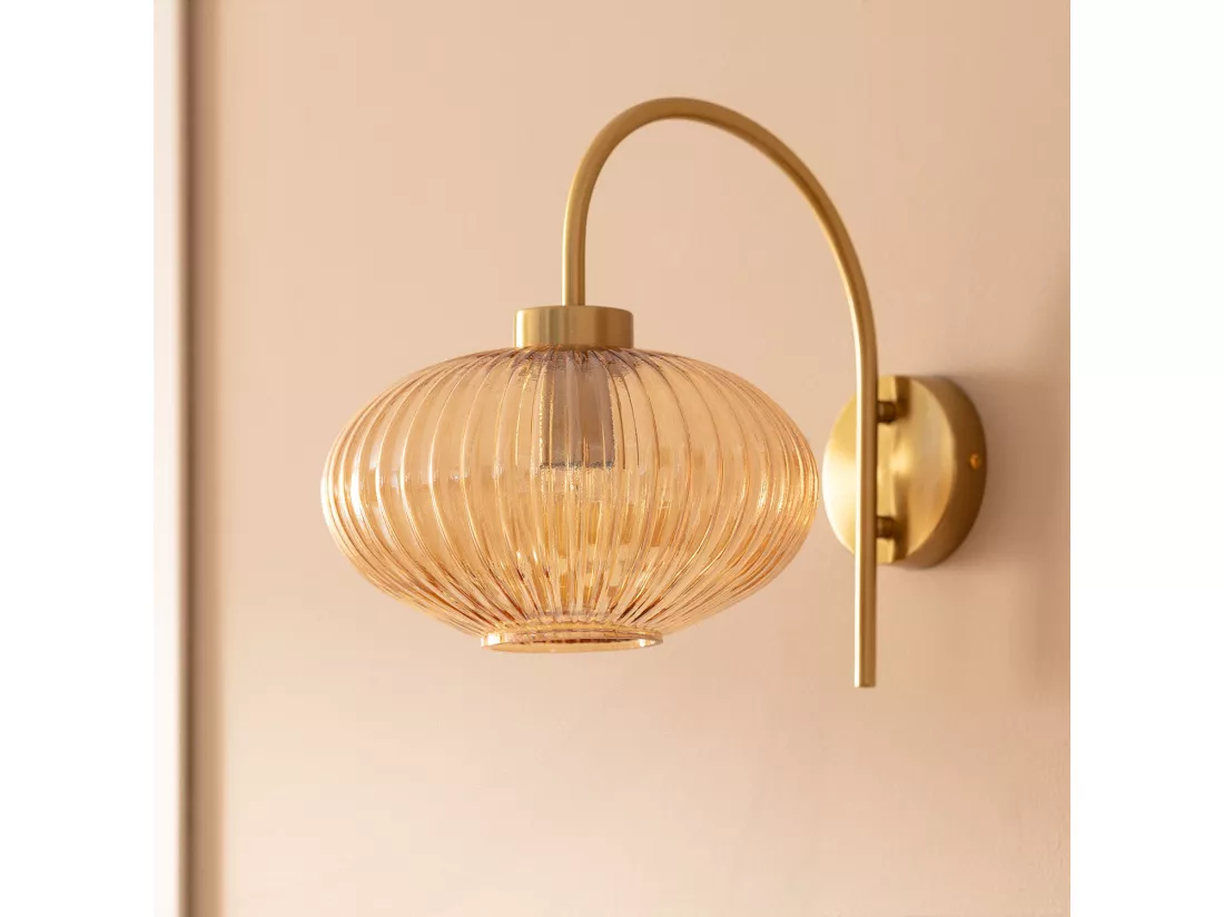Lampe Murale Métal et Verre Basile Ambre