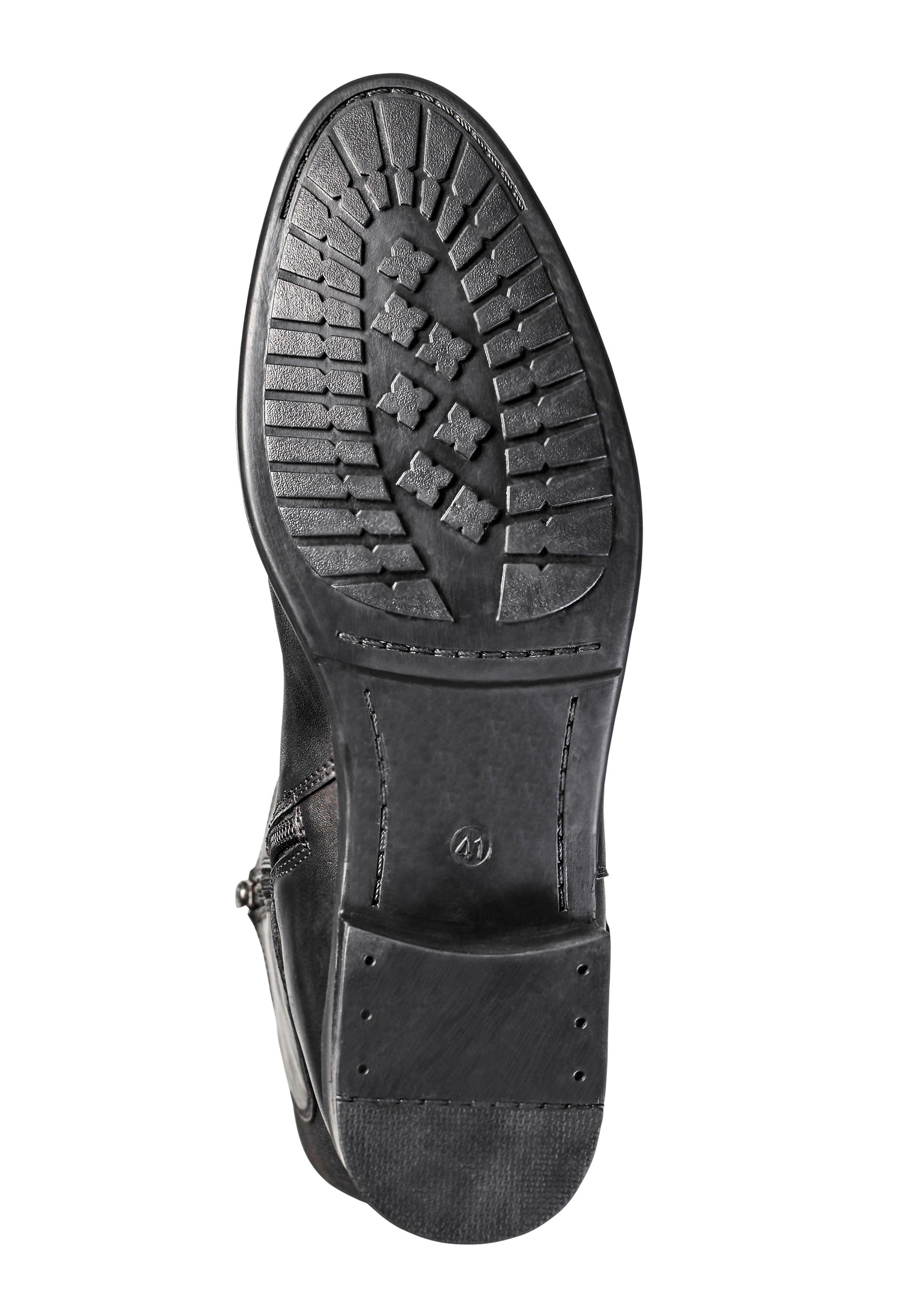 Weitschaftstiefel mit Stretcheinsatz hinten, aus Leder