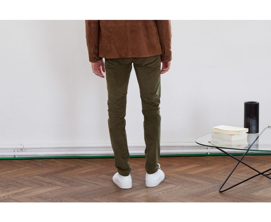 Pantalon 5 poches velours homme Olive - KARS