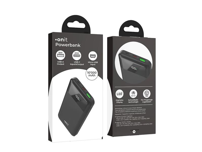 onit Powerbank 10000 mAh PD Powerbank mit Power Delivery für schnelles und intelligentes Aufladen
