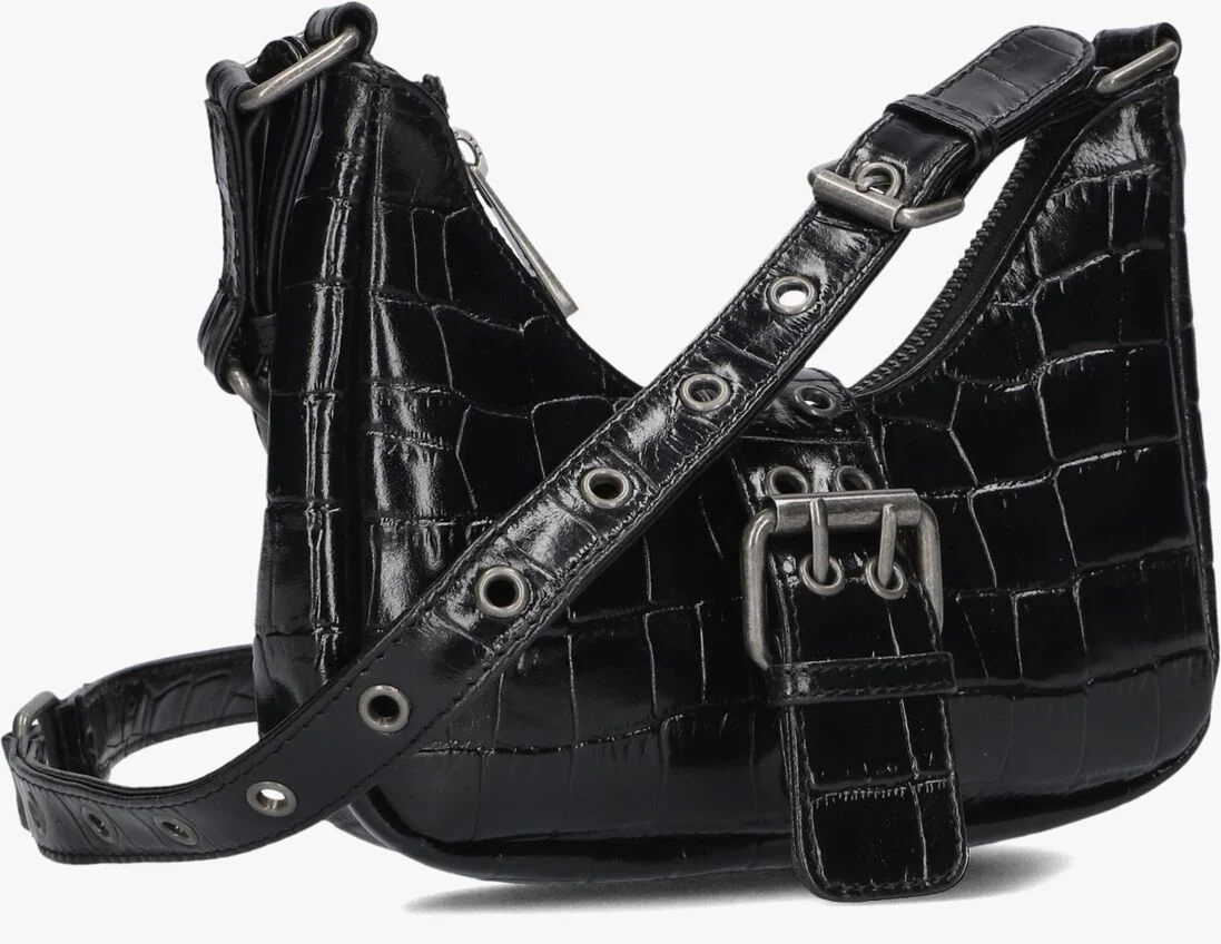 N\u00DANOO zwarte n&uacute;noo schoudertas palma buckle texas