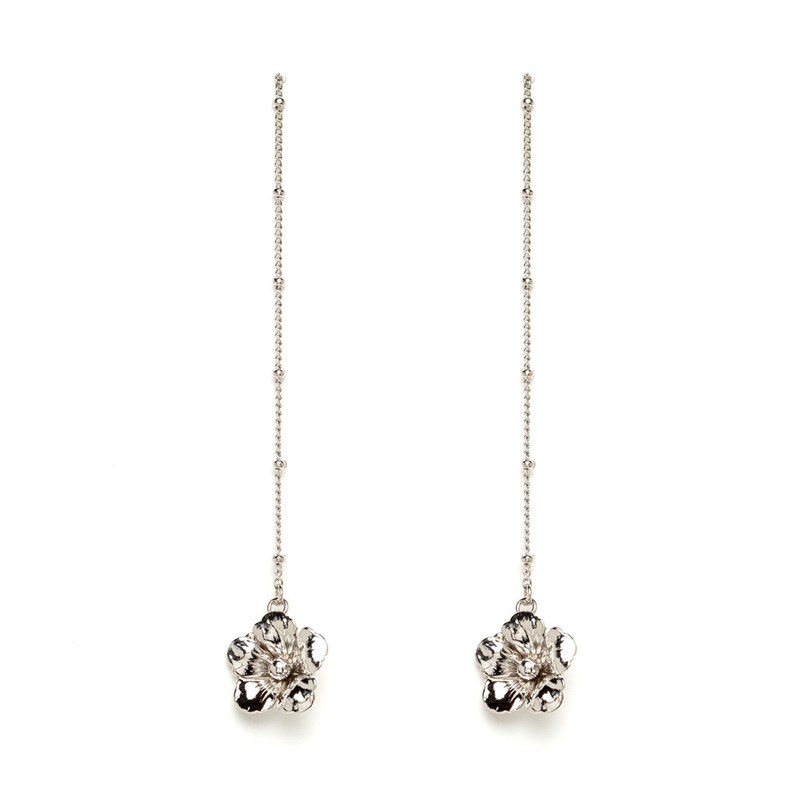 boucles d'oreilles pendantes fleurs plaqué argent - GAÏA