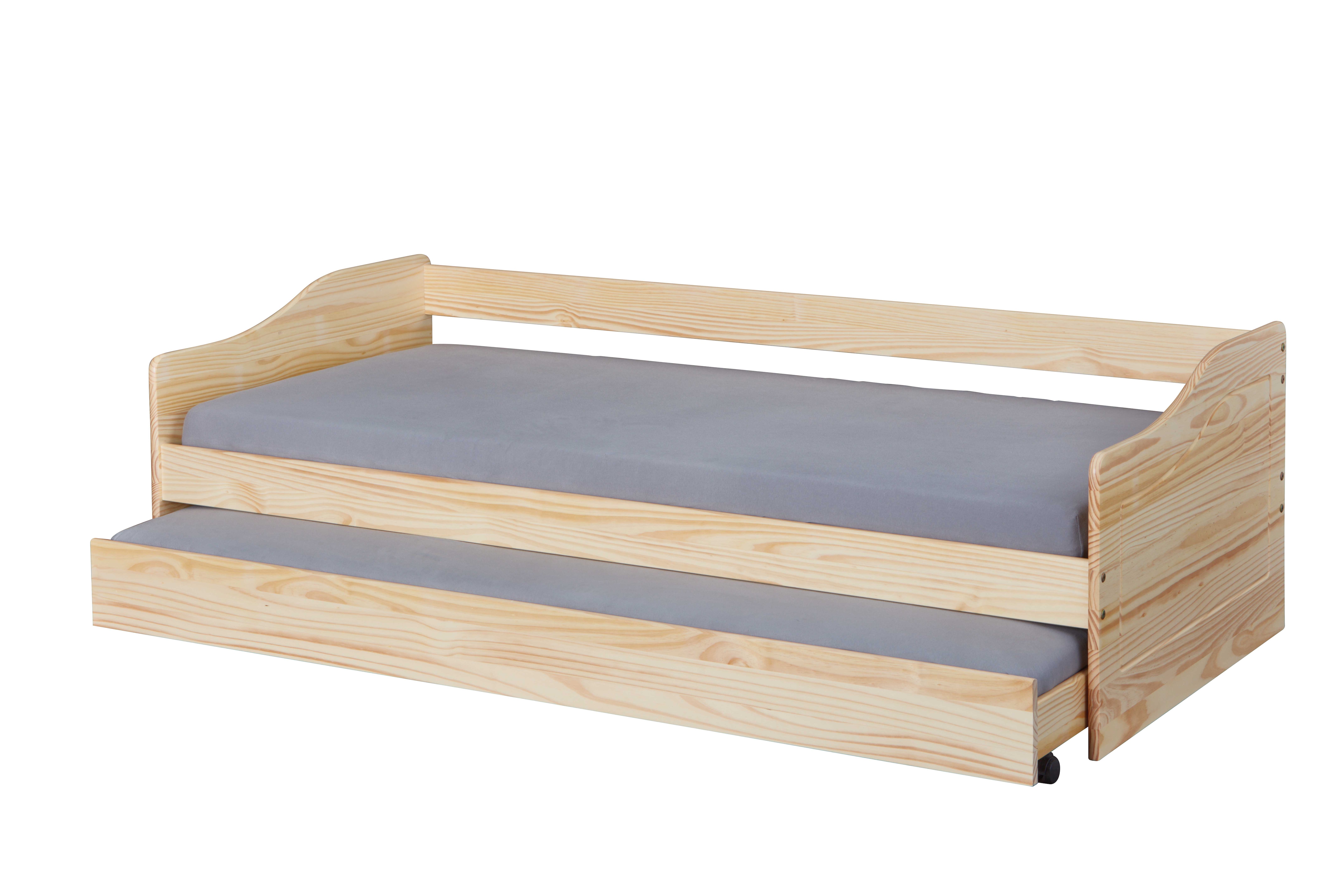 Inter Link Funktionsbett Kinderbett Leonie 90x200 cm inkl. Lattenrost und Ausziehbett - versch. Ausführungen - Farblos