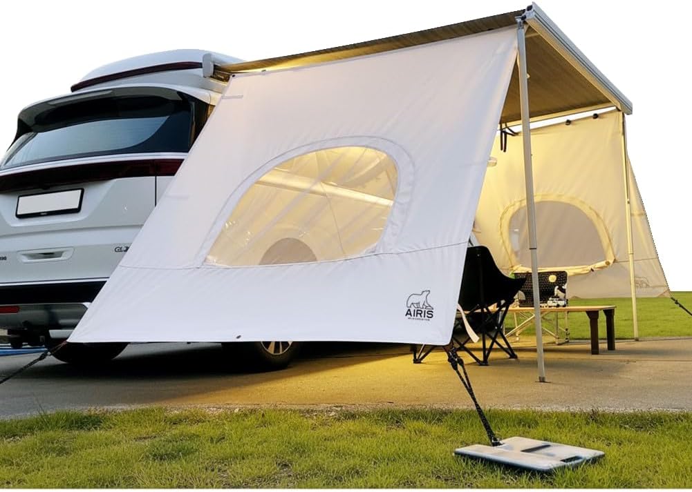 AIRIS Sun Blocker für Markise – Wohnmobil Seitenwand, effektiver Sicht- & Sonnenschutz, wasserabweisend, kompatibel mit Fiamma & Thule, 2er-Set (Fiamma F45, Thule 42, 49, 5200 Mit Fenster)