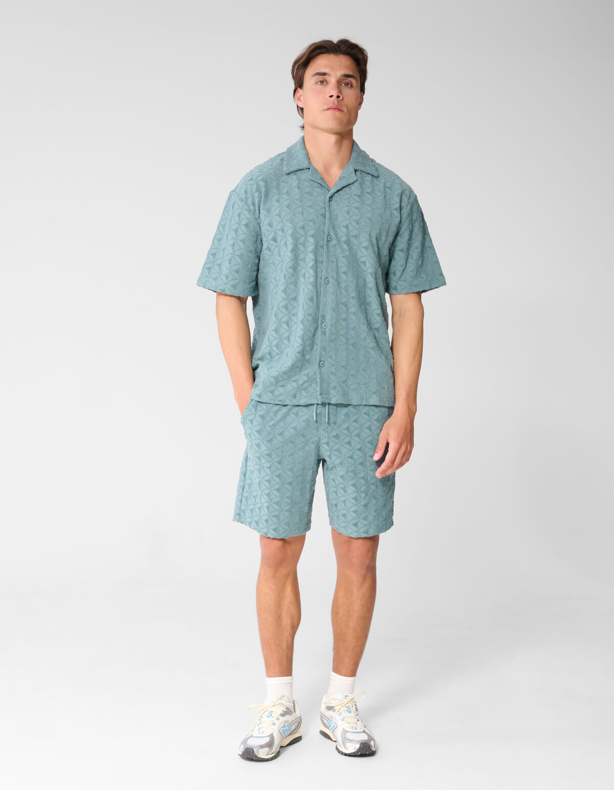 Logo Towelling Overhemd Turquoise