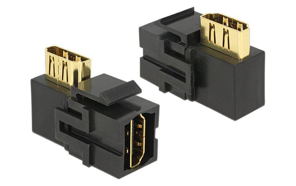 Keystone-Modul HDMI Typ-A, 90°, SW 90° gewinkelt90° gewinkeltes Modul zur Verbindung zweier HDMI Kabel, schwarz