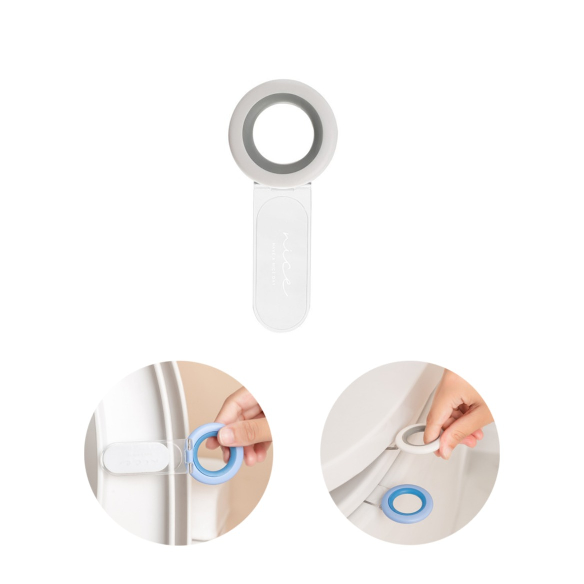 (3er Set) Ø5x11cm Selbstklebender Toiletten Deckel Heber WC Sitz Lifter - Grau / Transparent