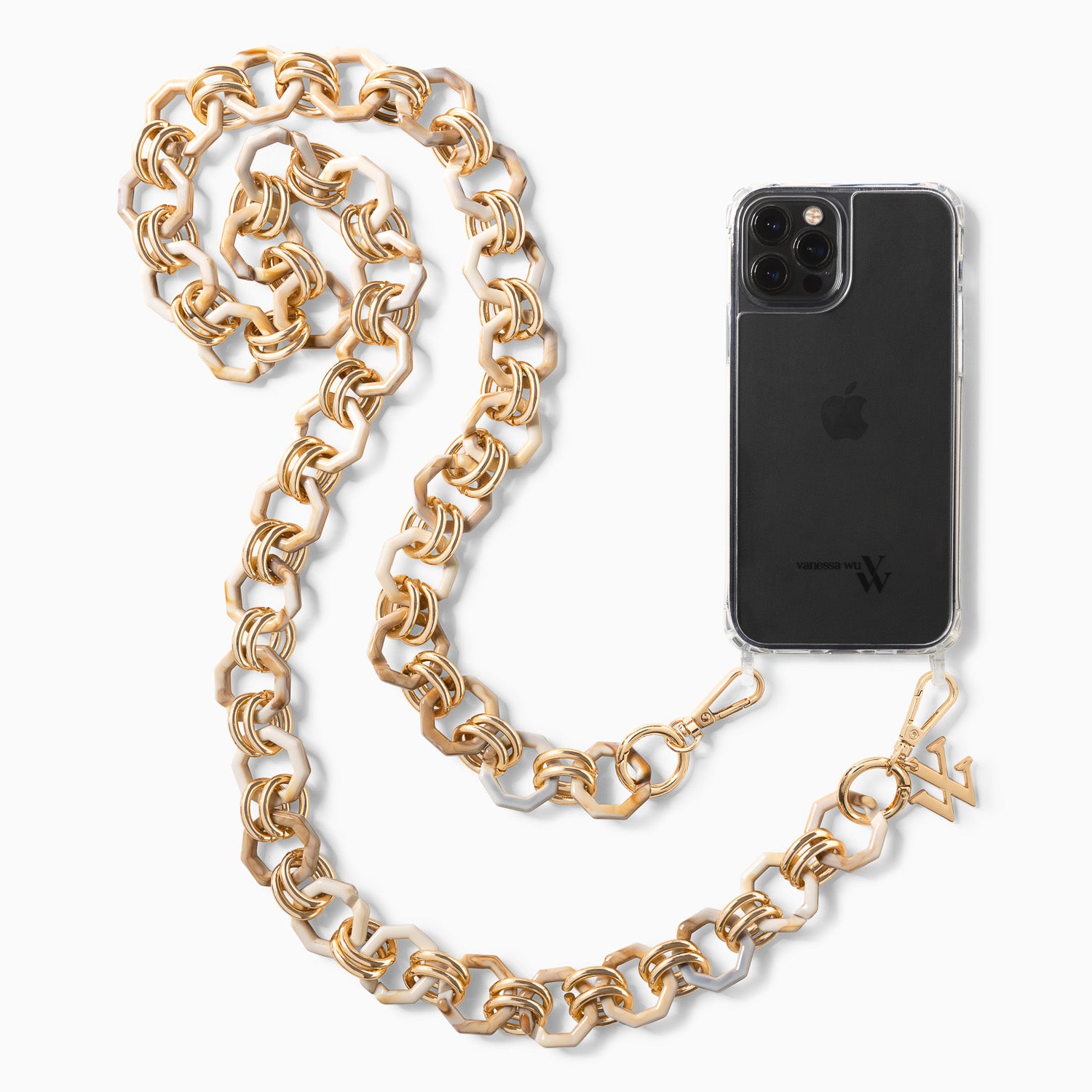 Chaînes de téléphone-Chaîne de téléphone Gina beige marbré