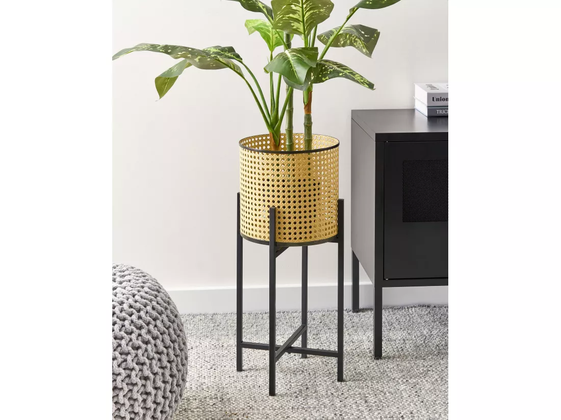 Cache-pot sur pied FALLOPIA Métal 25 cm Beige