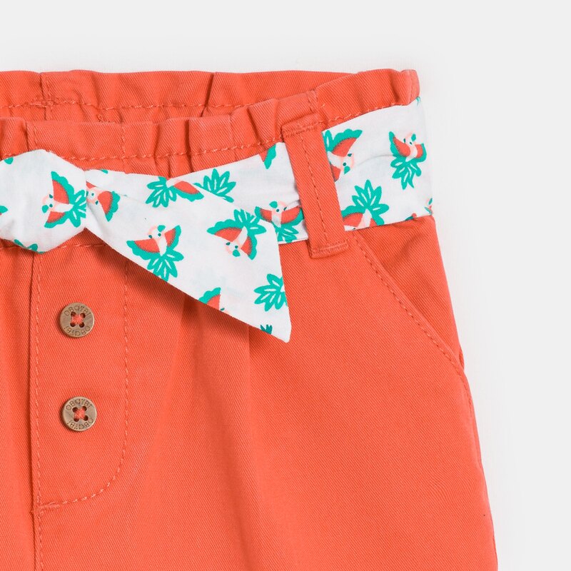 Short festonné à ceinture imprimée orange bébé fille Orange