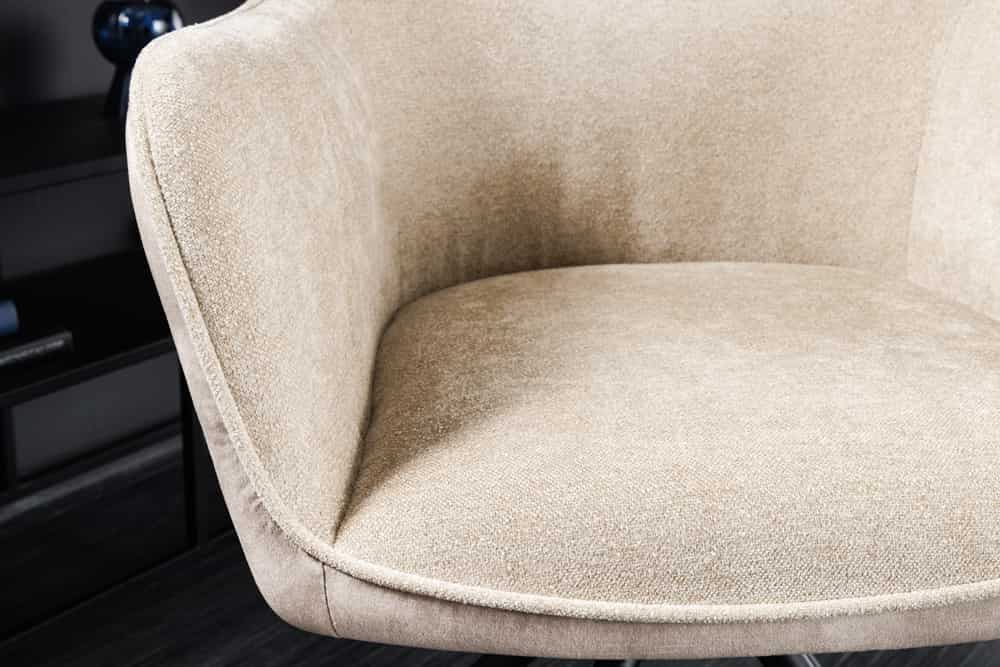 Drehbarer Stuhl VERONA champagner beige Samt Strukturstoff mit Armlehne Metallbeine schwarz