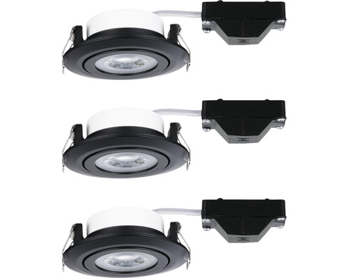 LED inbouwspotset 3x4,8W 3x450 lm 3000 K draaibaar zwart/mat Ø 8,2/7,5 cm 230V