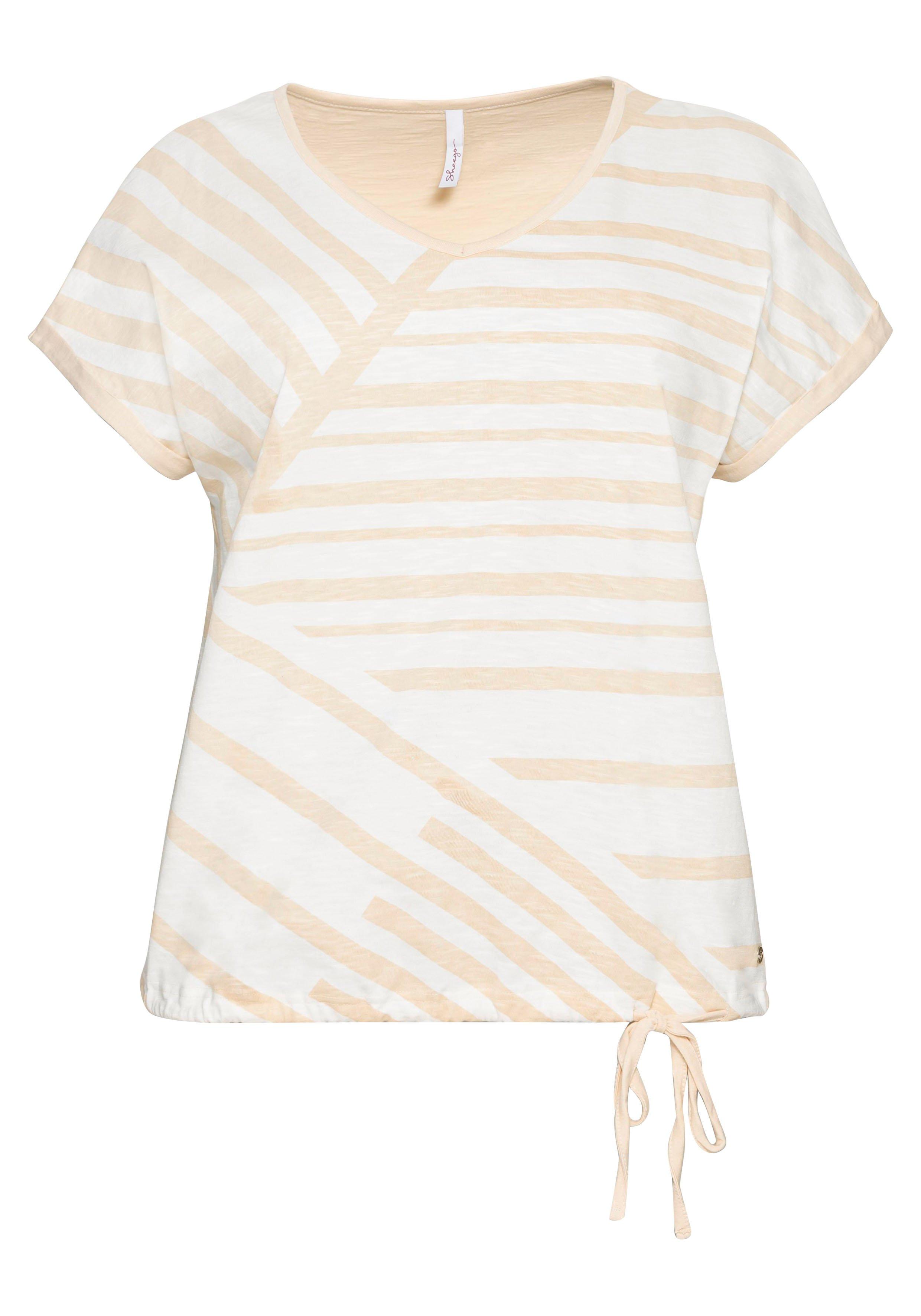 Shirt mit Streifenprint vorn und Tunnelzug